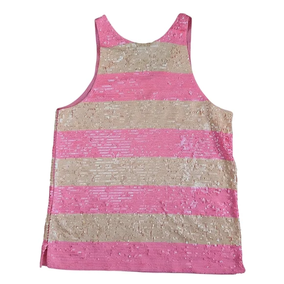 J.Crew Sequined Size Large Tank Top Summer Bling Preppy Coquette - Picture 2 of 3